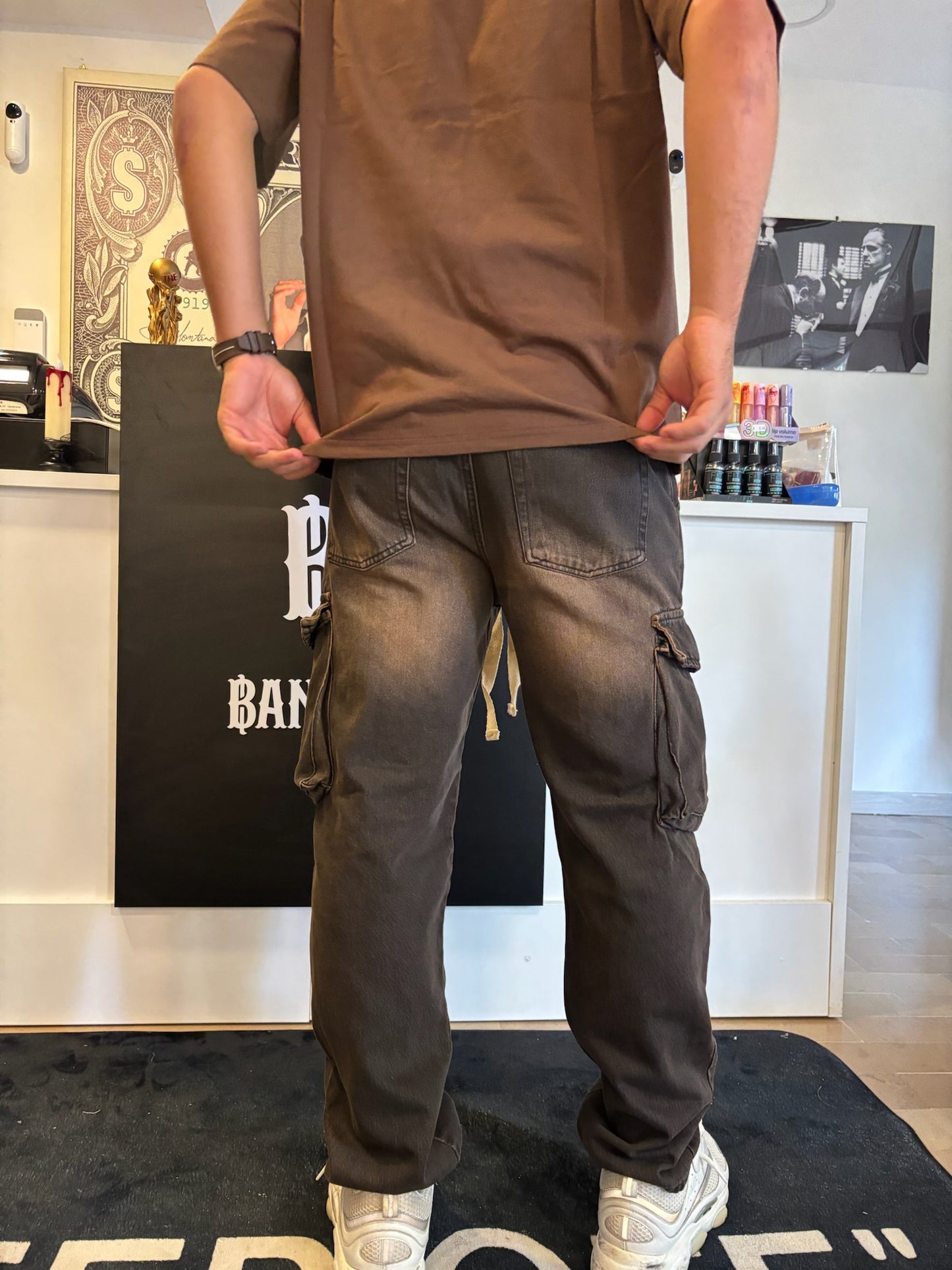 JEANS CARGO MARRONE SLAVATO